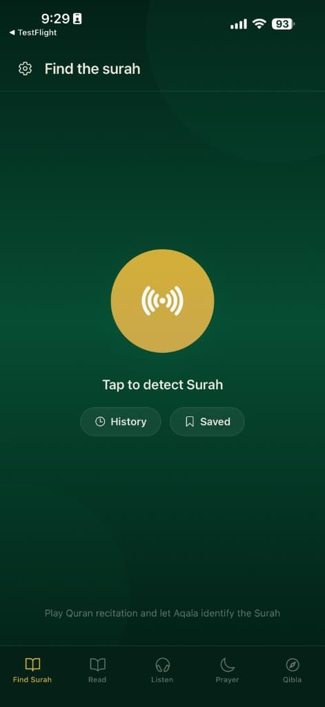 Tap to detect surah